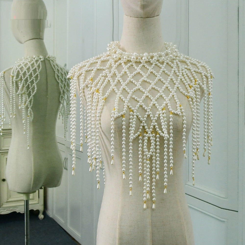 Handmade Beaded Wedding Pearl shaped womens Shawl