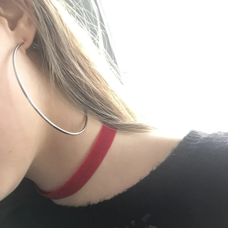 Exaggerated Big Smooth Circle Hoop Earrings