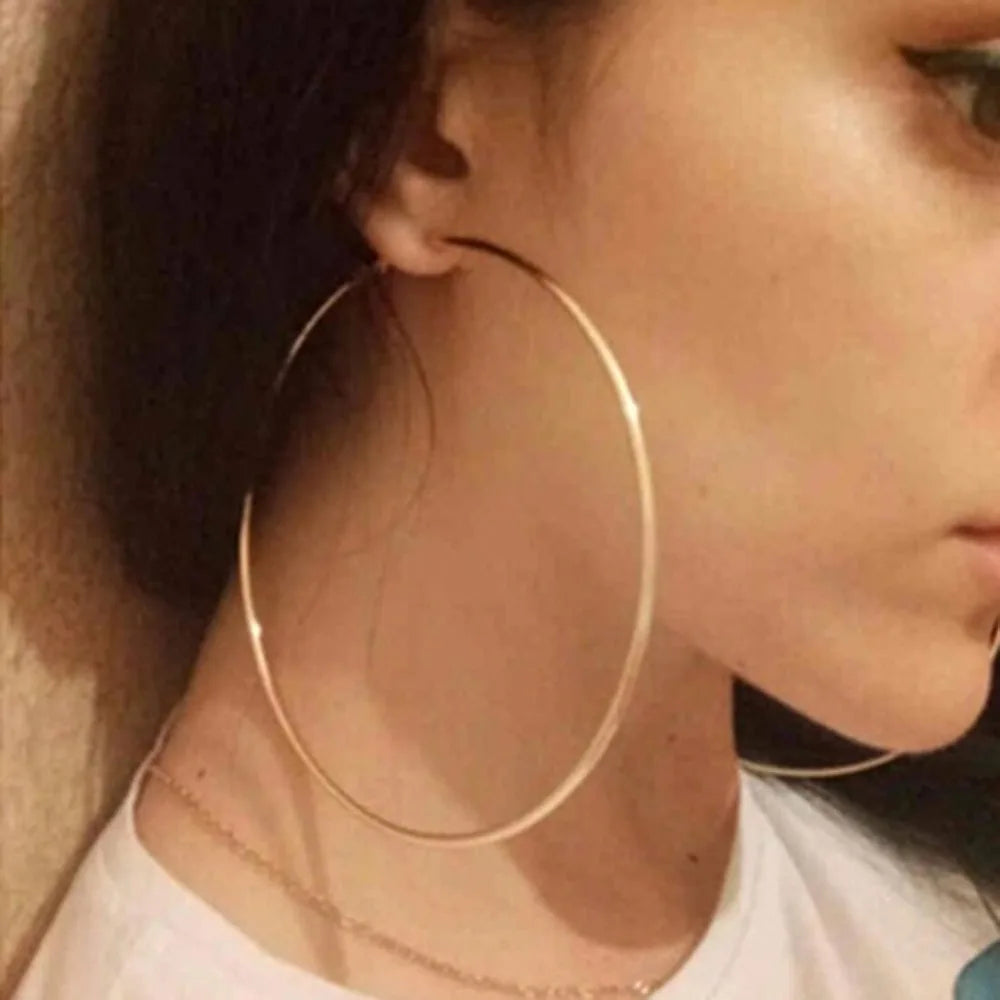 Exaggerated Big Smooth Circle Hoop Earrings