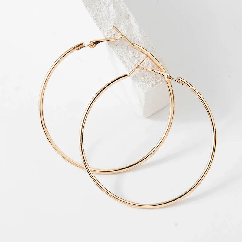 Exaggerated Big Smooth Circle Hoop Earrings