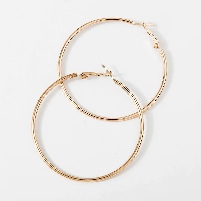 Exaggerated Big Smooth Circle Hoop Earrings