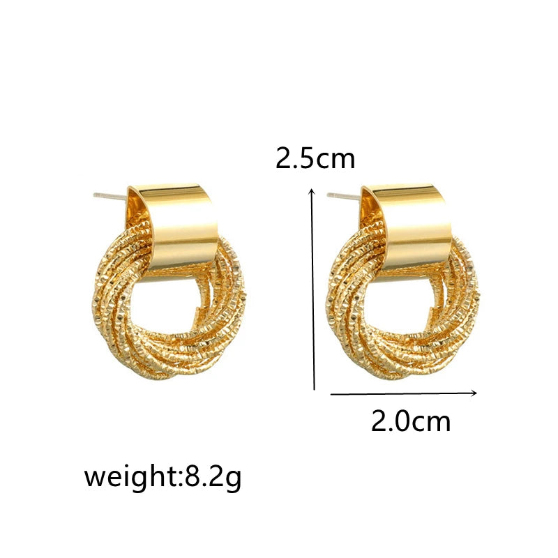 Gold Color Multiple Small Circle Stud Earrings