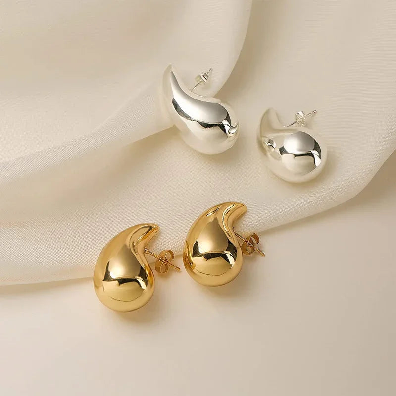 Gold Color Chunky Dome Water Drop Earring