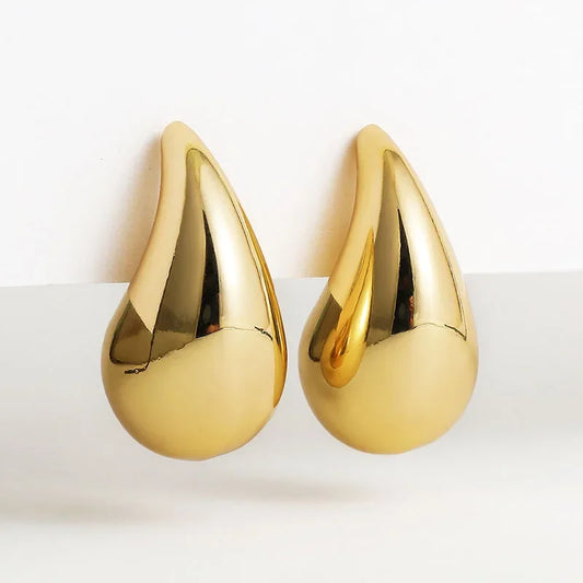 Gold Color Chunky Dome Water Drop Earring
