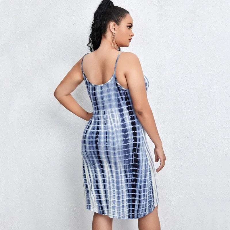 Plus Size Sexy Summer Tie Dye Cami Dress