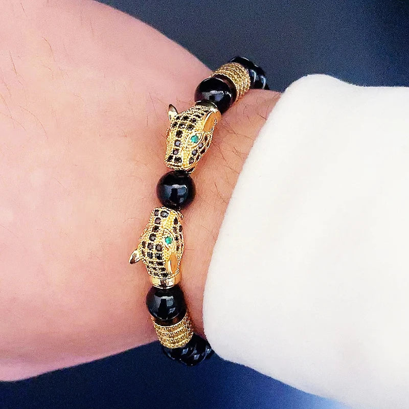 Luxury Black Stone Beads Man Bracelet