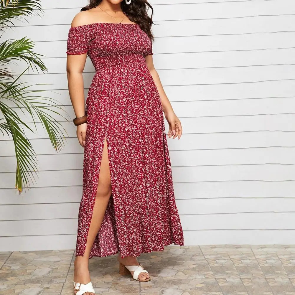 Plus Size Maxi Dress Elastic Chest Wrapped