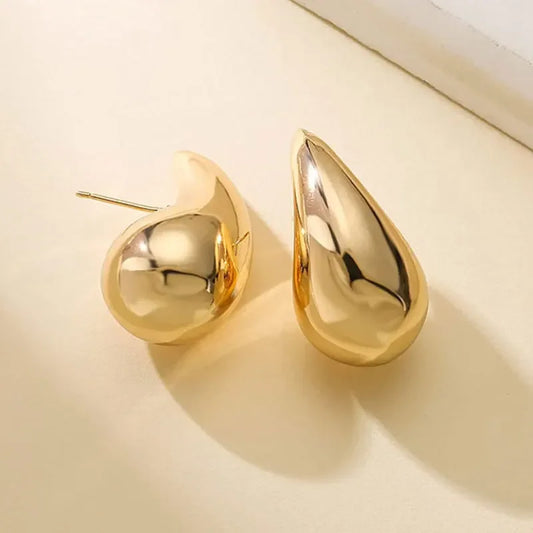 Gold Color Chunky Dome Water Drop Earring