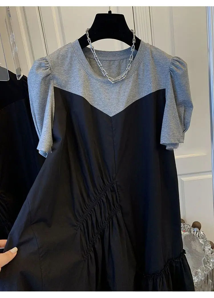 Women Plus Size L-4XL T Shirt Dress Short Sleeve K