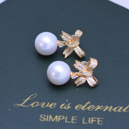 Freshwater White Perfect Circle Strong Pearl Stud Earrings