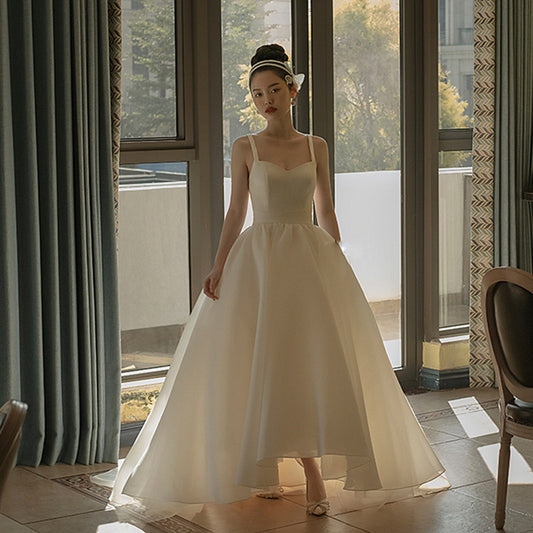 Light Wedding Dress Fantasy Mori Strap Satin Vintage Dress
