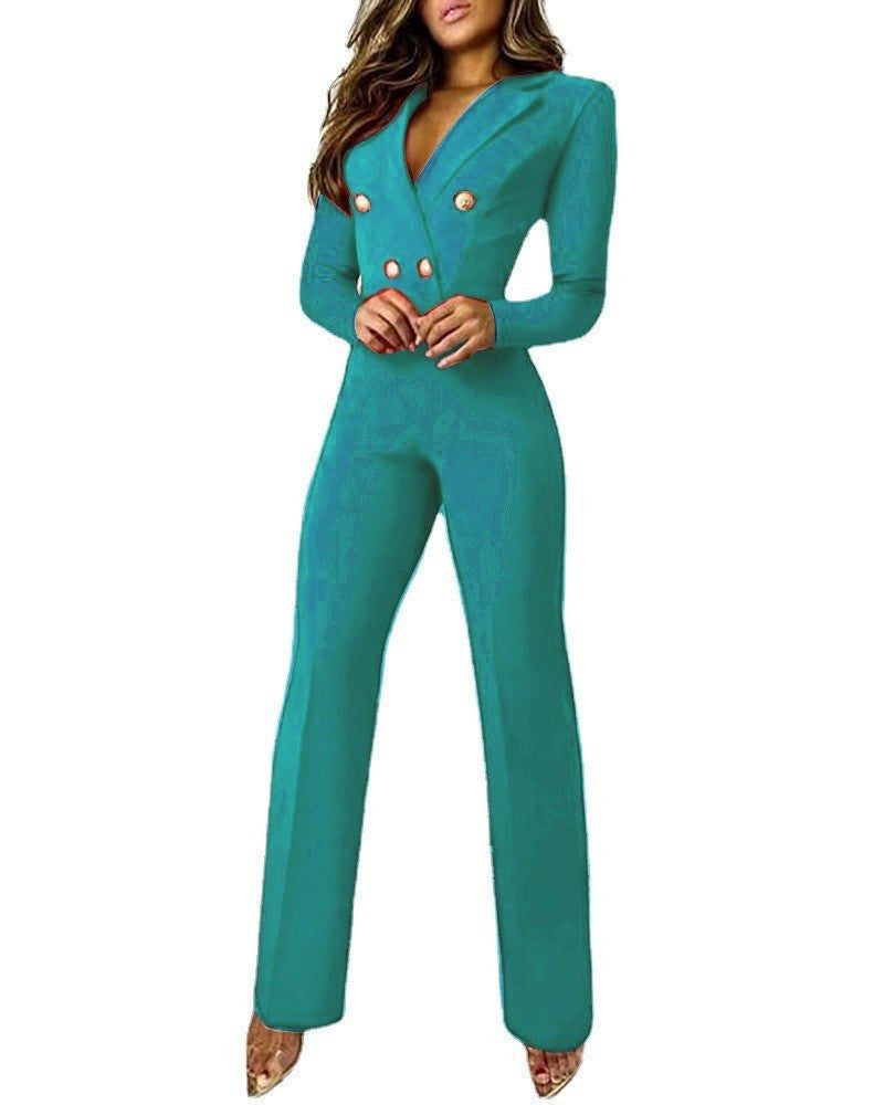 Business Women's Clothing Lapel Long Sleeve Suit Jumpsuit