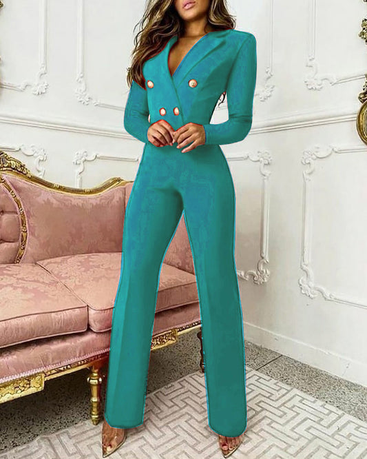 Business Women's Clothing Lapel Long Sleeve Suit Jumpsuit