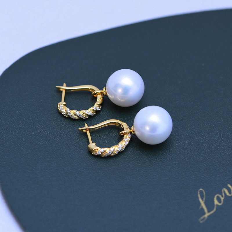 Freshwater White Perfect Circle Strong Pearl Stud Earrings