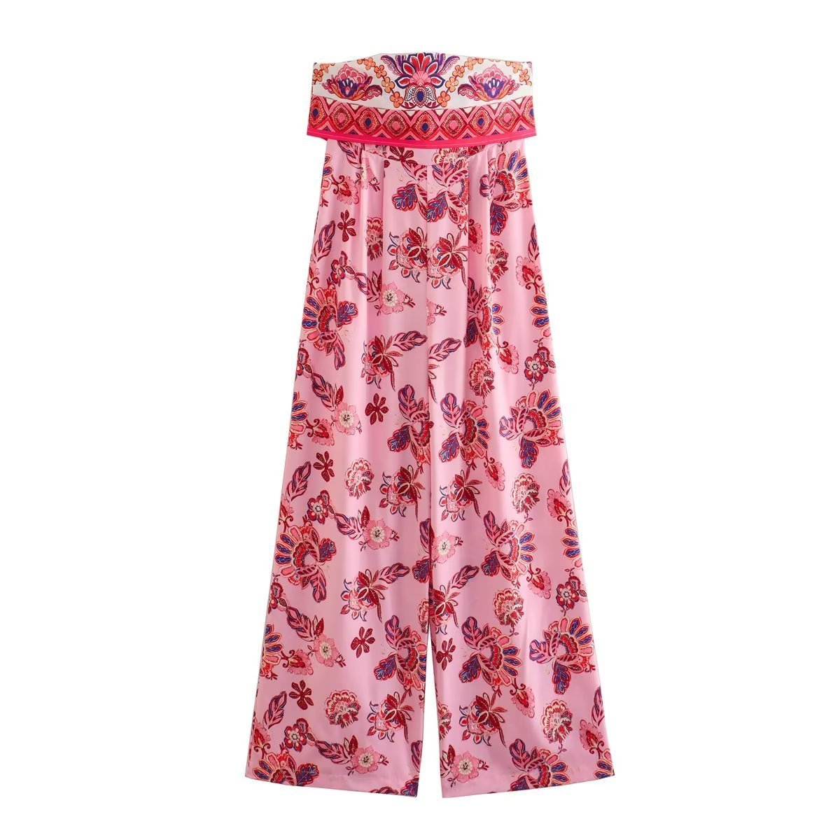 Spring And Summer Women's New Printed Tube Top Jumpsuit