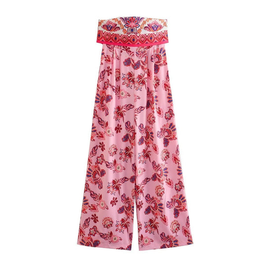 Spring And Summer Women's New Printed Tube Top Jumpsuit